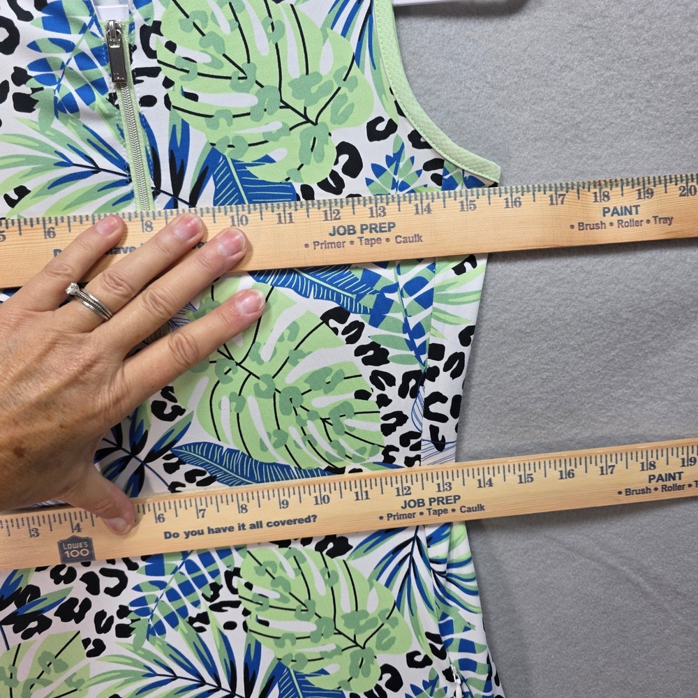Tail Golf Dress Womens XXS 2XS Tropical Leopard Print Green Blue Zip Pocket - Picture 8 of 10